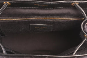 SAINT LAURENT BLACK LOU LOU SMALL VELVET BACKPACK