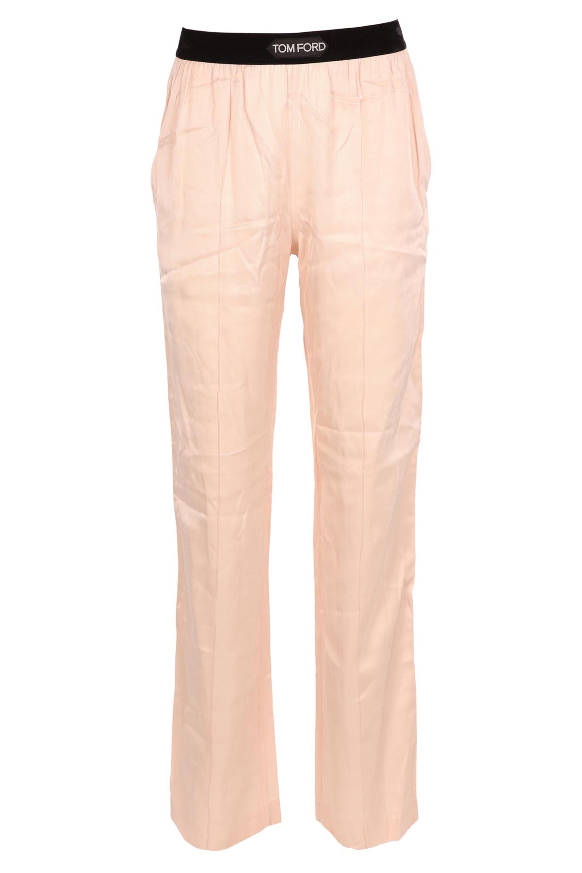 TOM FORD PINK SATIN STRAIGHT LEG PANTS XSMALL