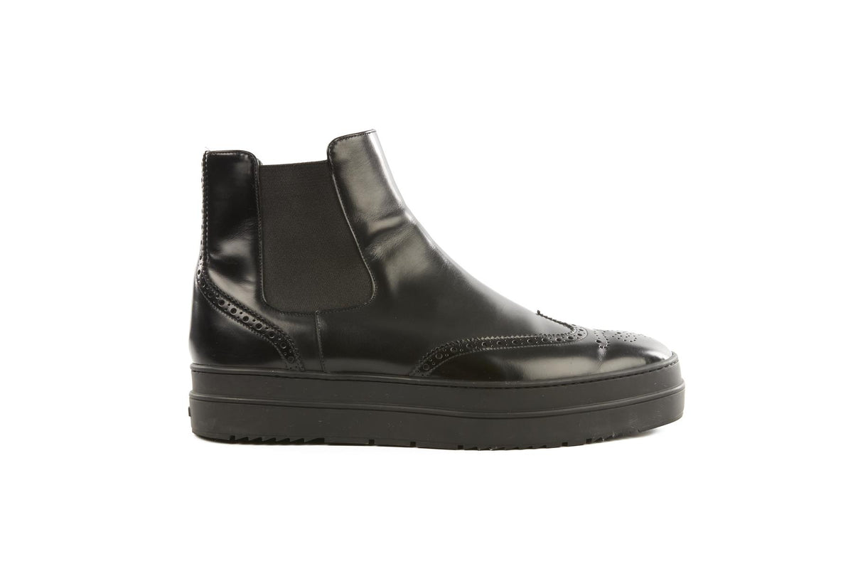 PRADA BLACK MEN'S LEATHER ANKLE BOOTS UK 7.5 EU 41.5 US 8.5