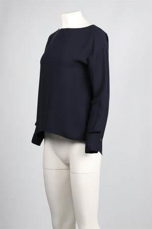 THEORY NAVY SILK TOP XSMALL