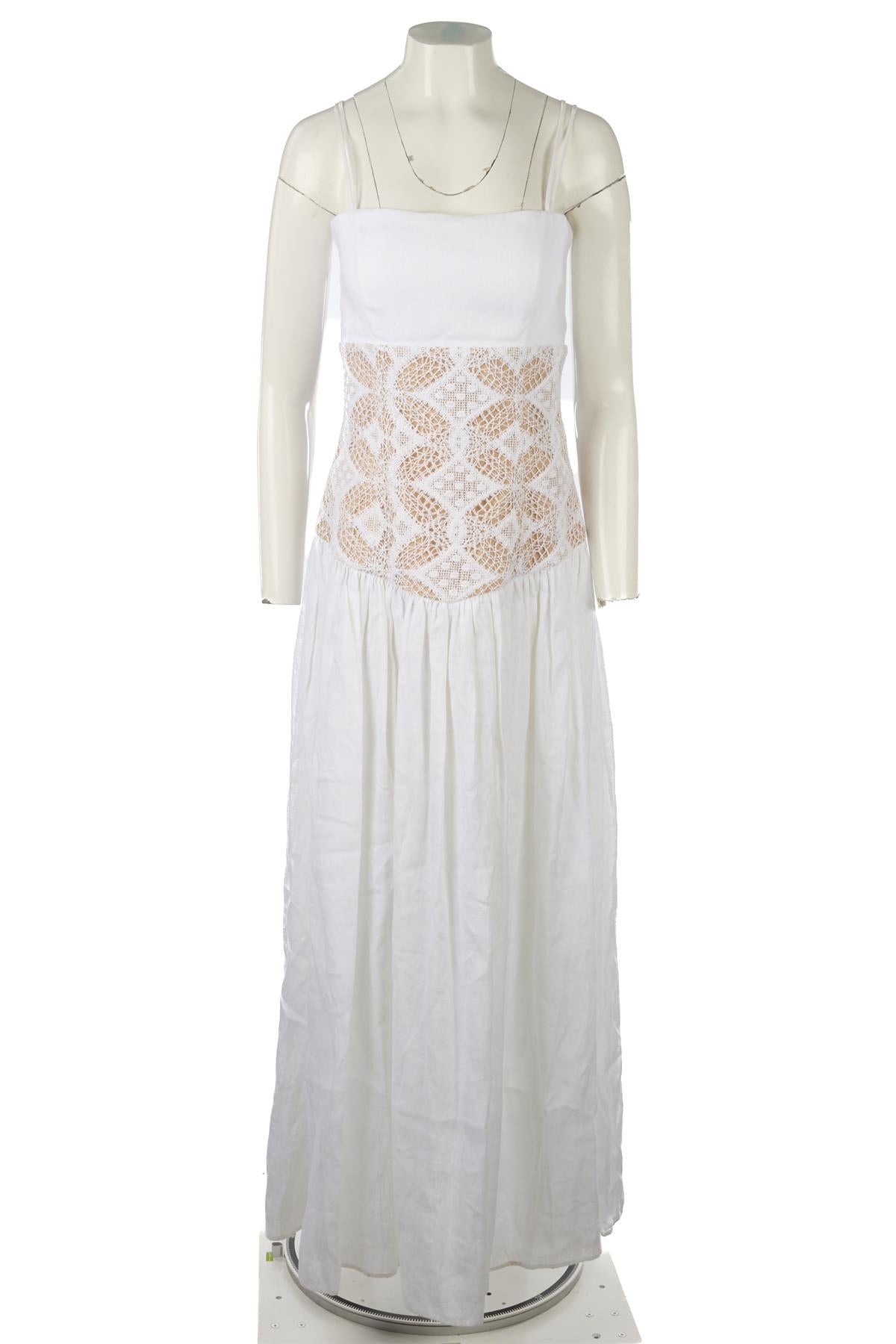 SILVIA TCHERASSI WHITE LINEN MAXI DRESS SMALL