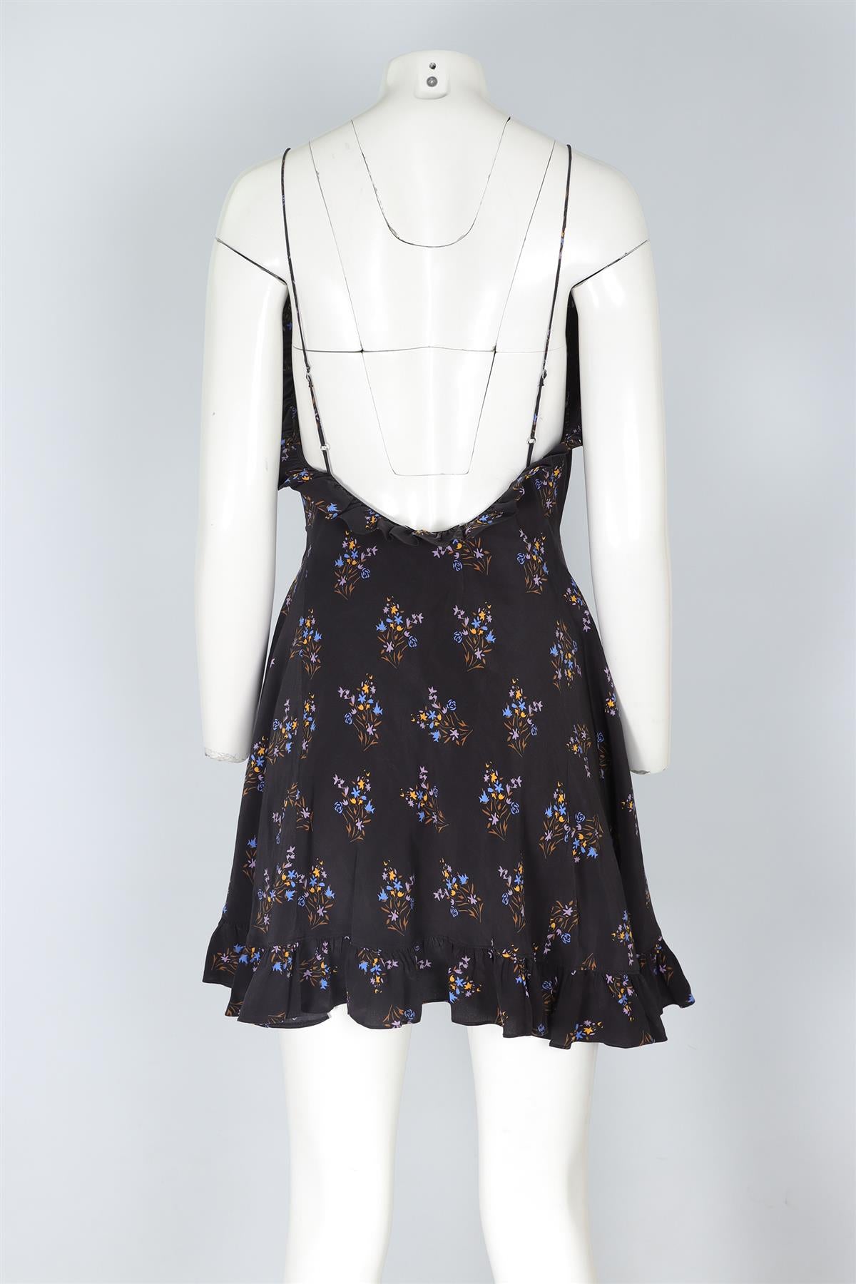 LES REVERIES BLACK SILK MINI DRESS UK 10