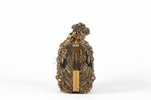 ALEXANDER MCQUEEN GOLD SKULL CRYSTAL AND SATIN CLUTCH