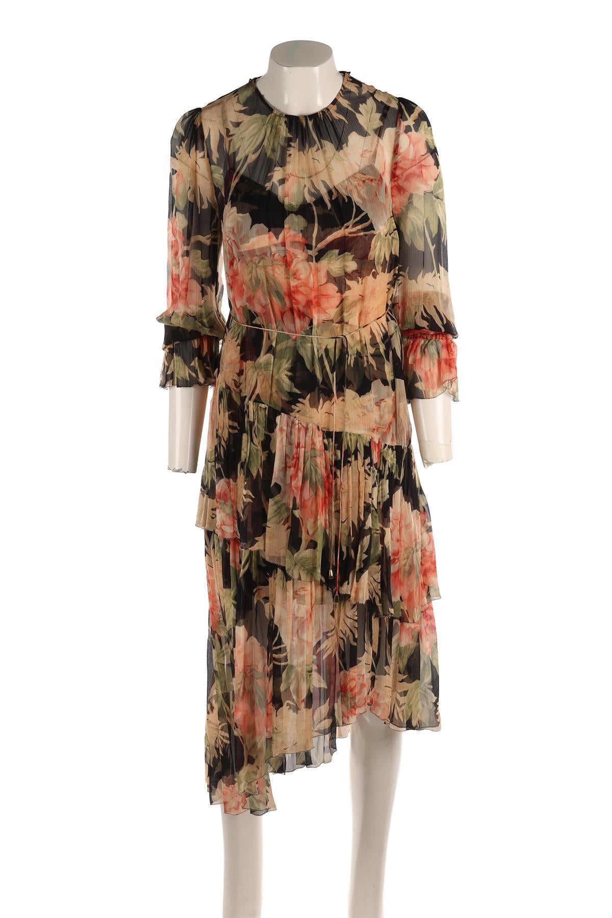 ZIMMERMANN MULTI SILK MIDI DRESS UK 8