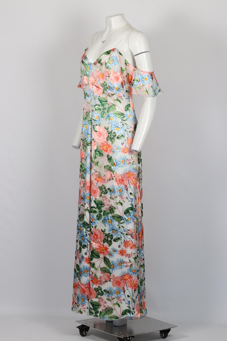 ALICE AND OLIVIA FLORAL PRINT SILK BLEND MAXI DRESS US 12 UK 16