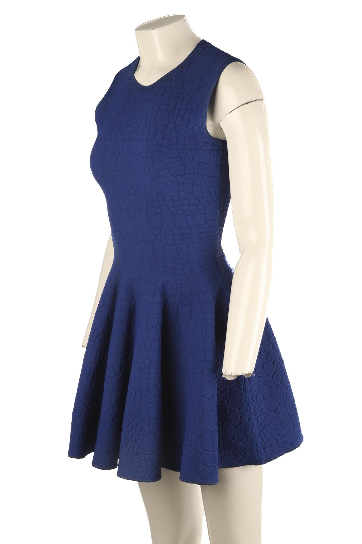 ALEXANDER MCQUEEN BLUE KNIT MINI DRESS LARGE