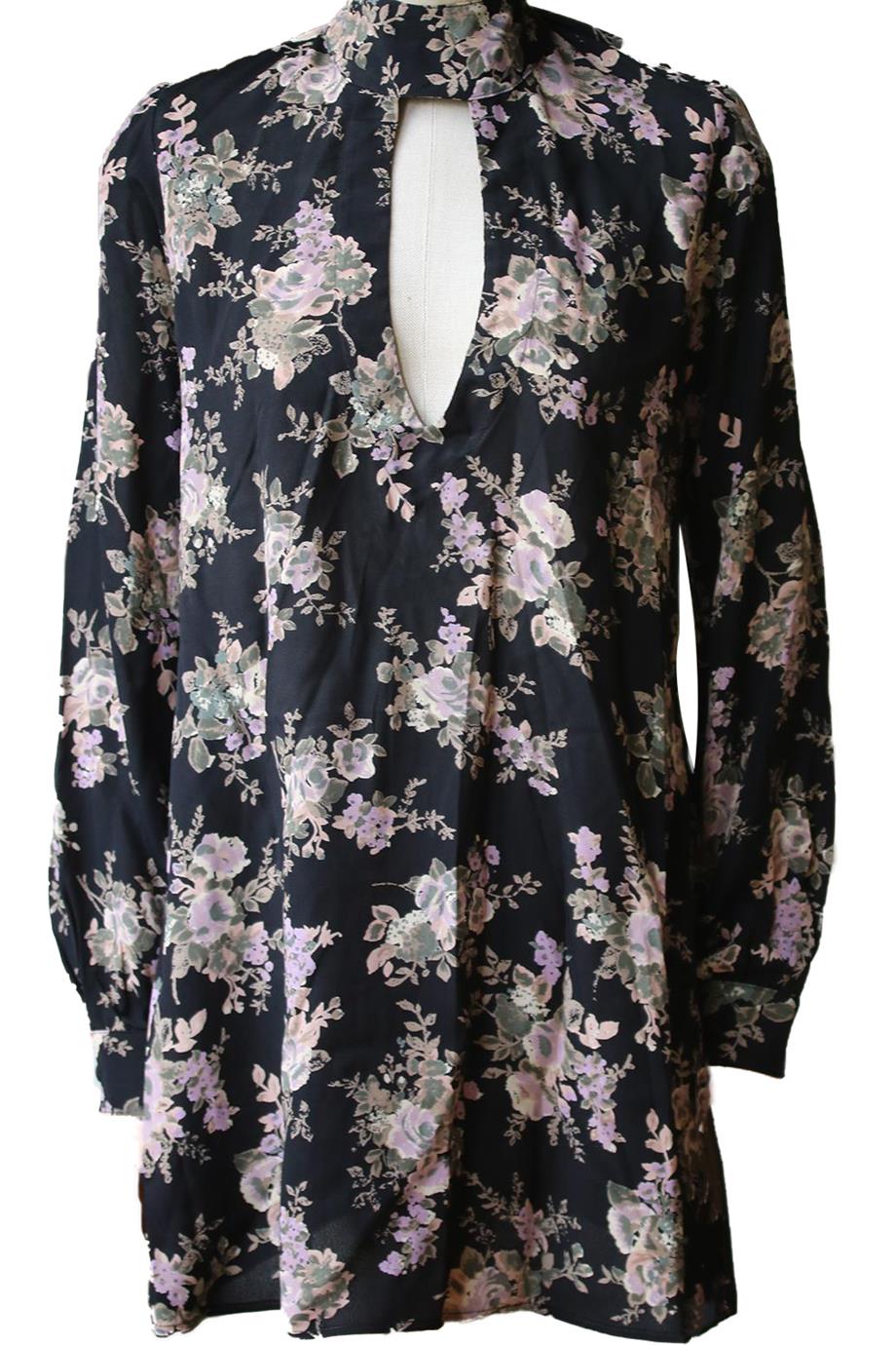 FLYNN SKYE LEAH FLORAL PRINT MINI DRESS LARGE