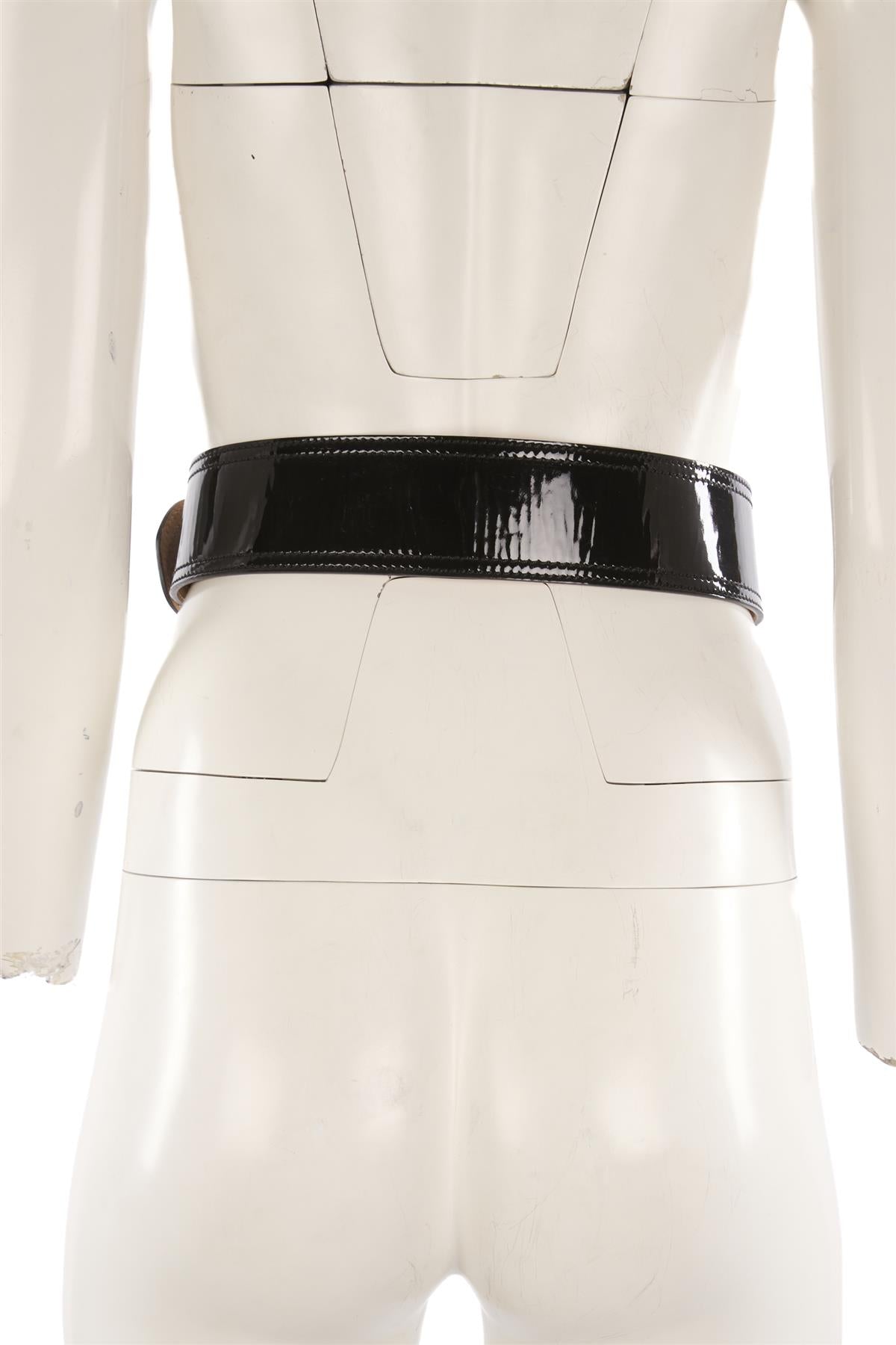 FENDI BLACK PATENT LEATHER WAIST BELT 75CM