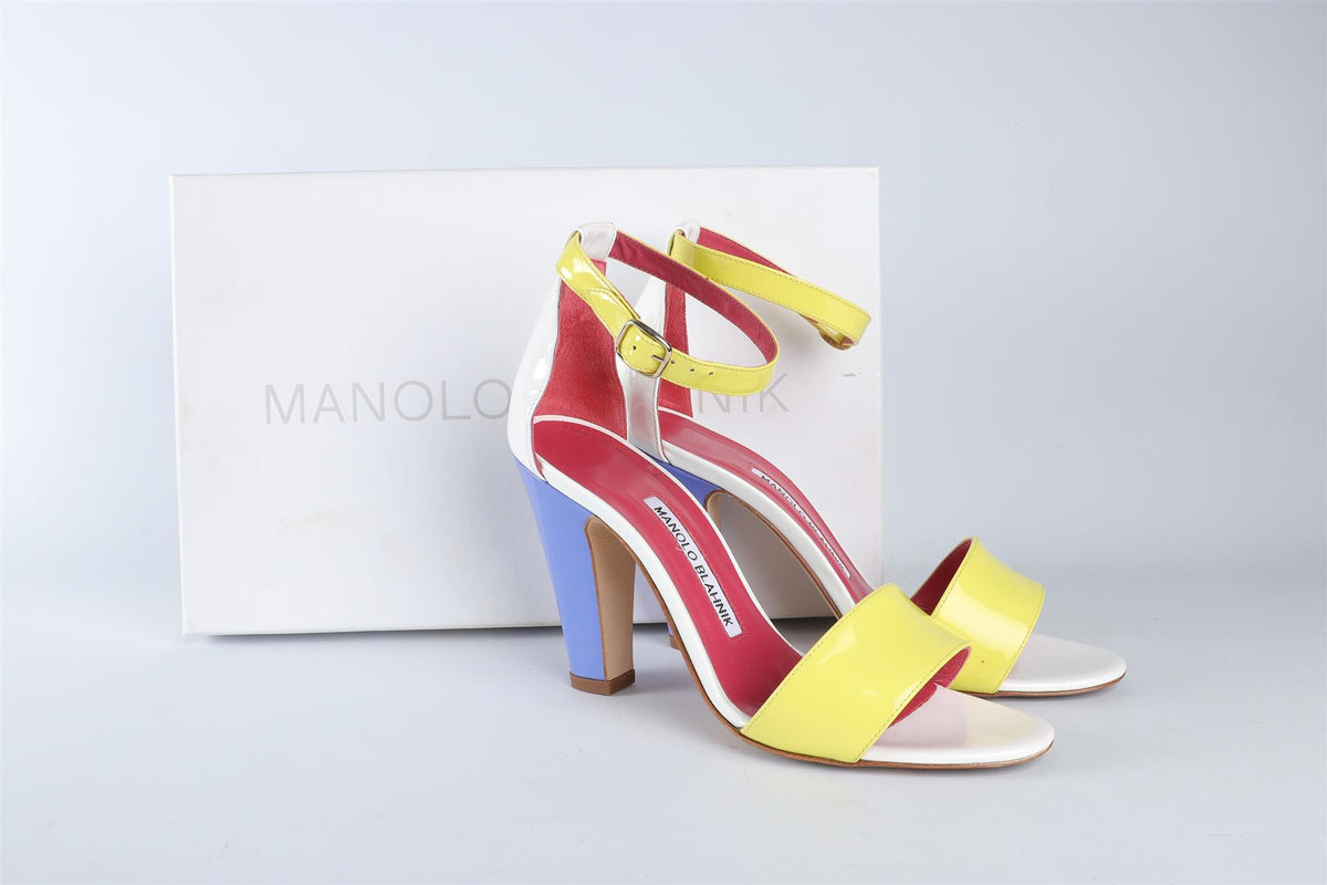 MANOLO BLAHNIK MULTI PATENT LEATHER SANDALS EU 36 UK 3 US 6