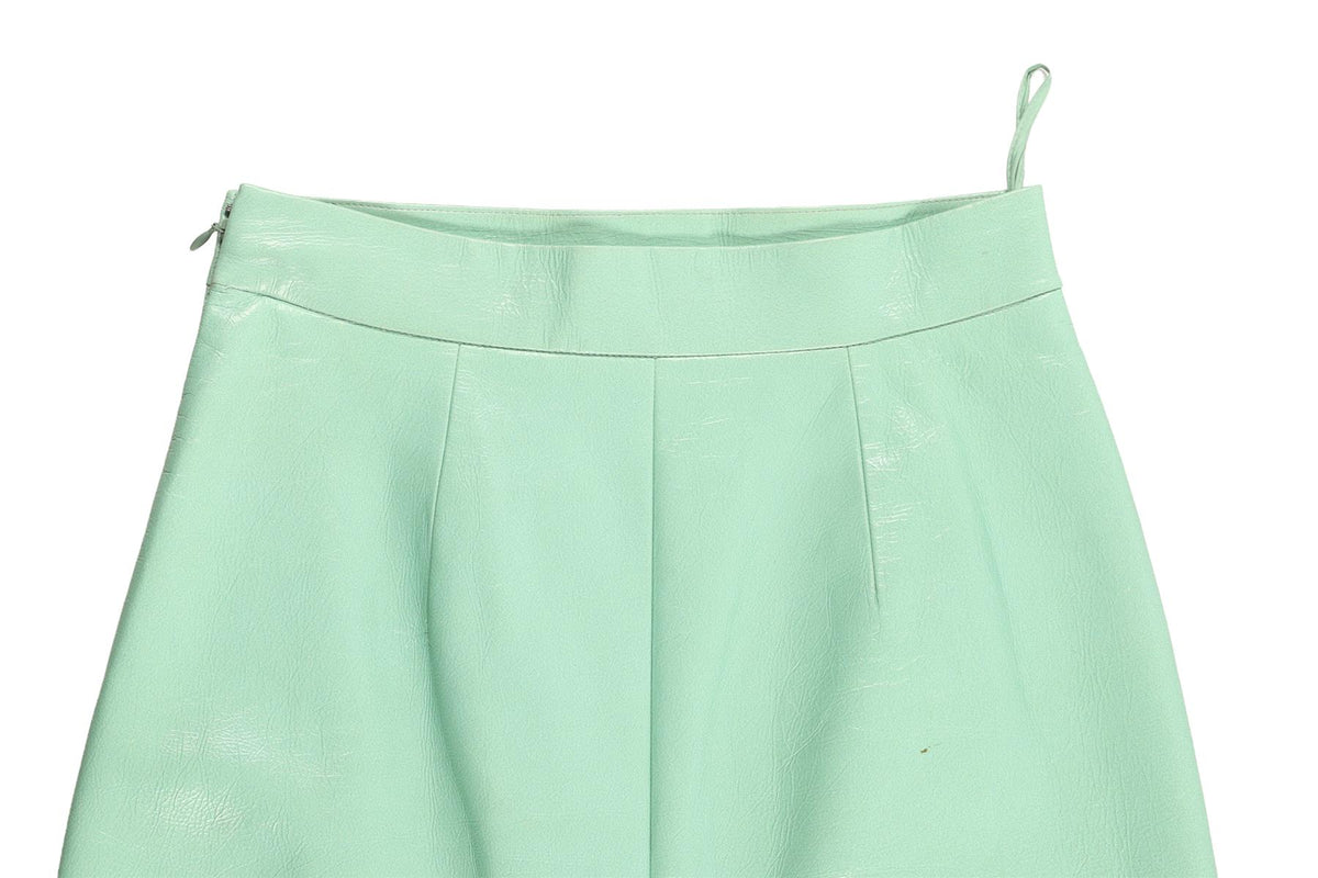 PRADA GREEN LEATHER MIDI SKIRT IT 36 UK 4