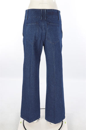 PATOU BLUE COTTON HIGH RISE WIDE LEG JEANS FR 38 UK 10