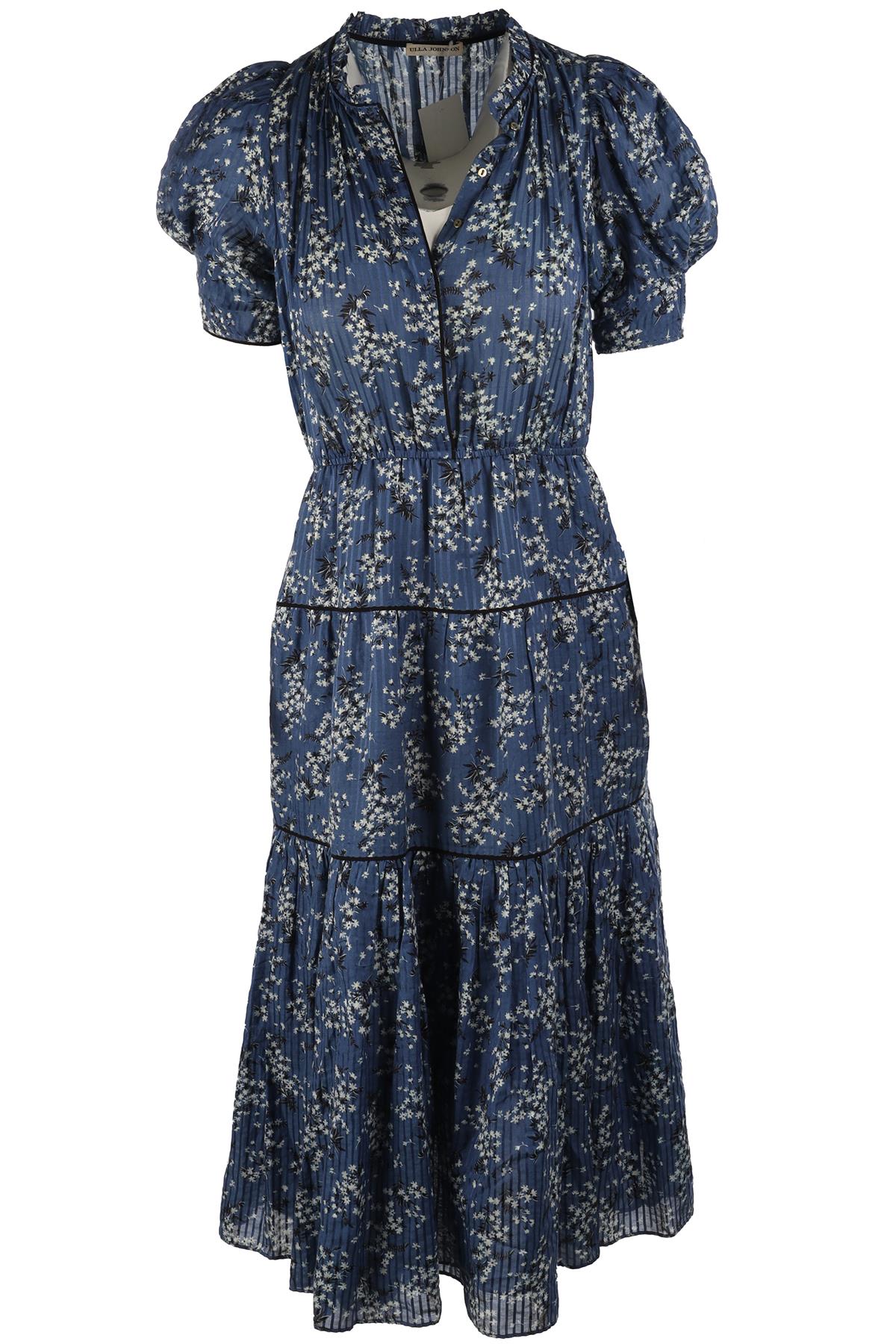 ULLA JOHNSON BLUE COTTON MAXI DRESS US 2 UK 6 FR 34