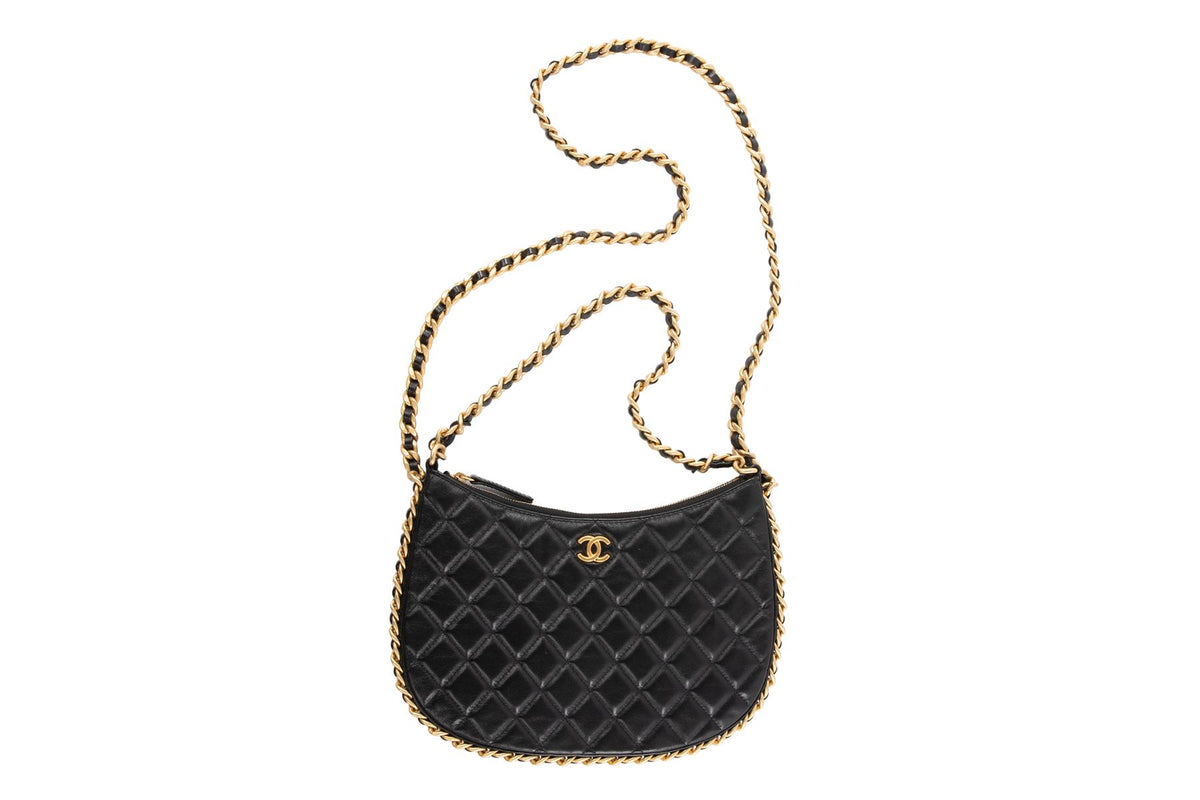 CHANEL BLACK 2023 HOBO LARGE QUILTED LEATHER SHOULDER BAG