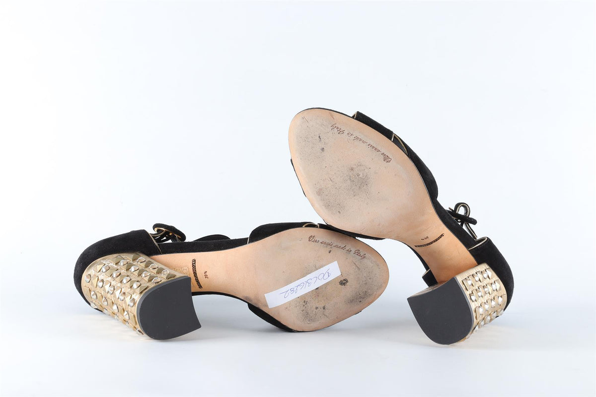 DOLCE & GABANNA BLACK SUEDE SANDALS EU 39.5 UK 6.5 US 9.5
