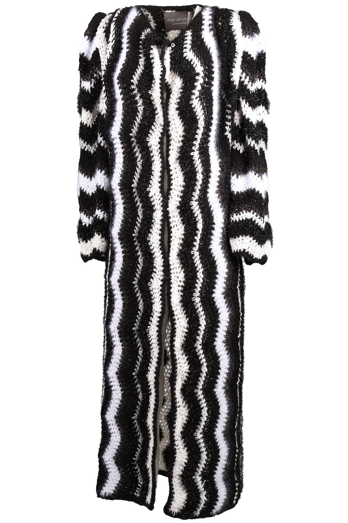 MARIDRUNA BLACK AND WHITE WOOL CARDIGAN ONE SIZE