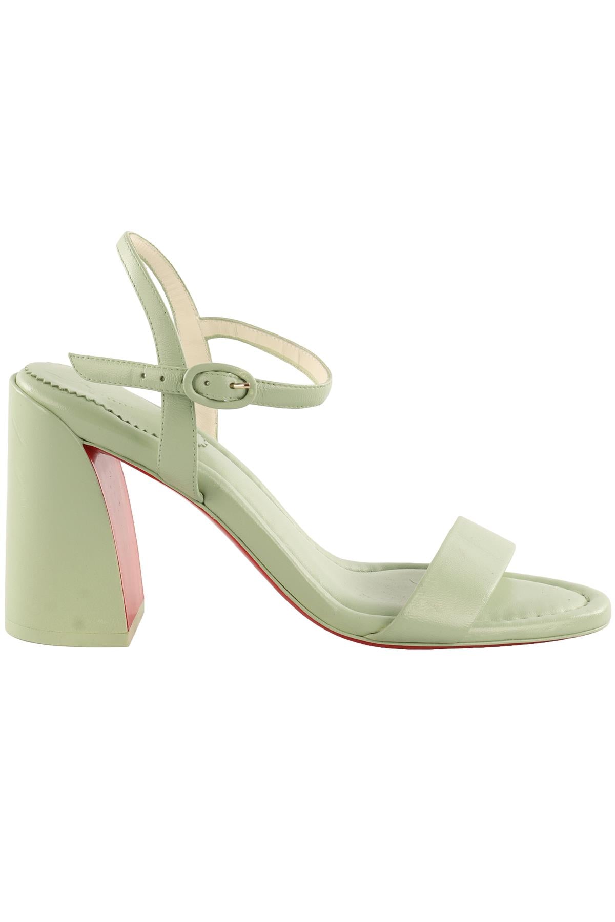 CHRISTIAN LOUBOUTIN GREEN MISS JANE LEATHER SANDALS EU 37 UK 4 US 7