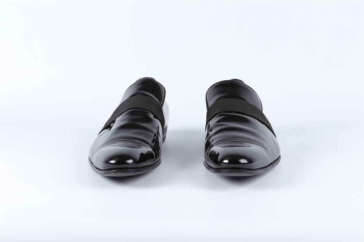 GUCCI BLACK MEN'S PATENT LEATHER LOAFERS UK 9 EU 43 US 10