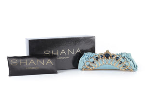 SHANA LONDON BLUE CRYSTAL AND PYTHON CLUTCH
