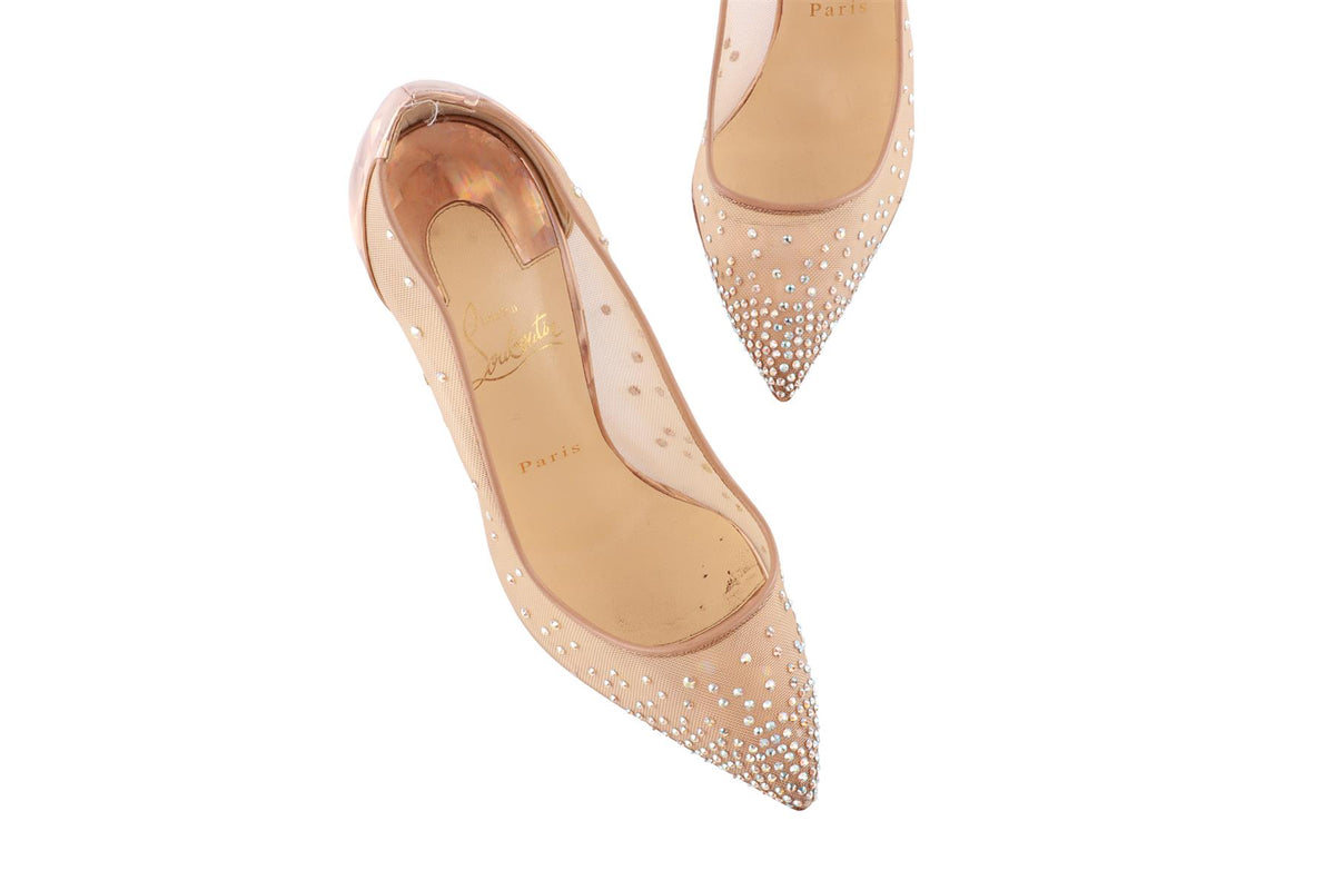 CHRISTIAN LOUBOUTIN METALLIC FOLLIES MESH PUMPS EU 38.5 UK 5.5 US 8.5