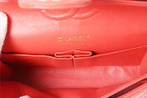 CHANEL ORANGE 2010 CLASSIC DOUBLE FLAP MEDIUM QUILTED LEATHER SHOULDER BAG
