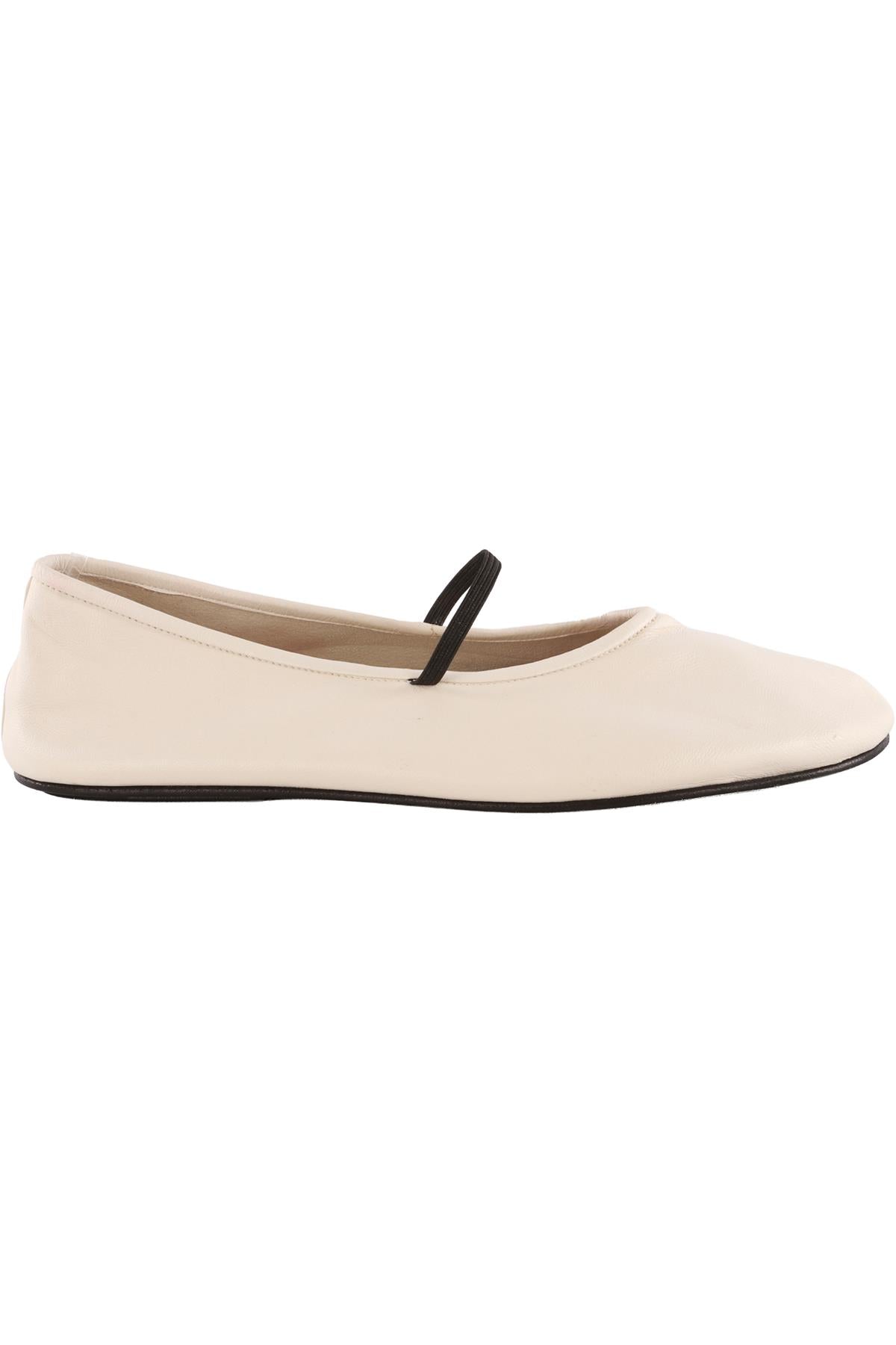 THE ROW WHITE ELASTIC LEATHER BALLET FLATS EU 38.5 UK 5.5 US 8.5