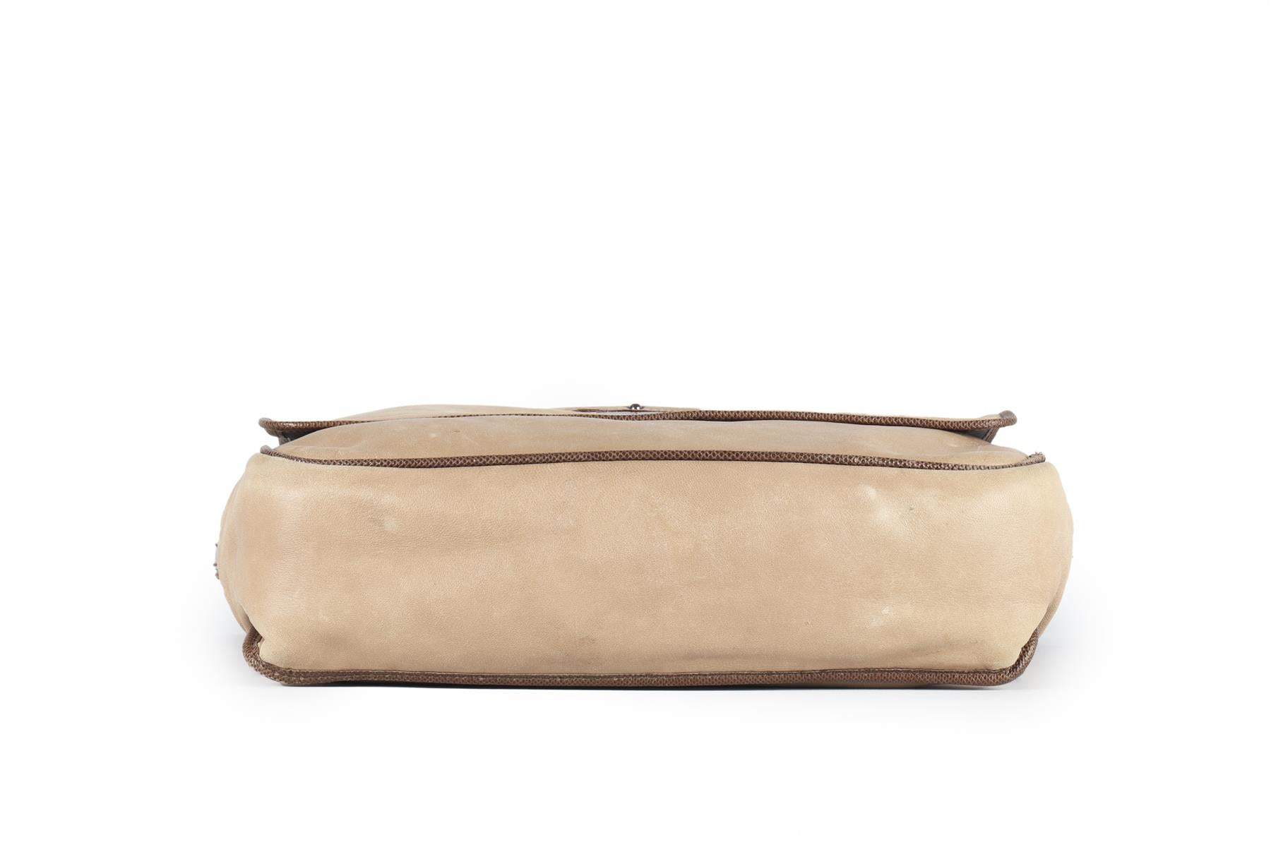 LOEWE BEIGE MAIA ANAGRAM LEATHER SHOULDER BAG