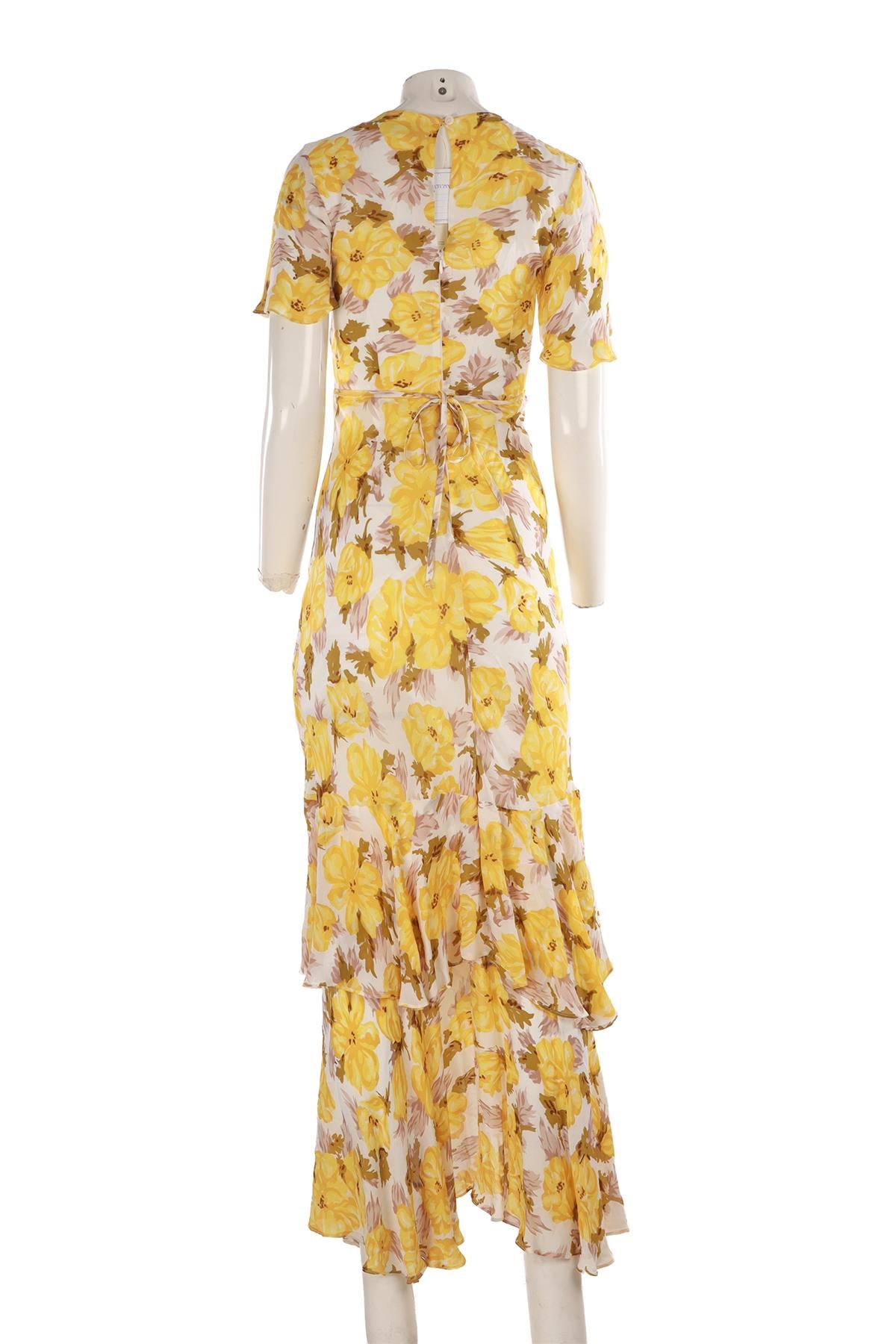 FAITHFULL THE BRAND YELLOW CREPE MAXI DRESS XSMALL