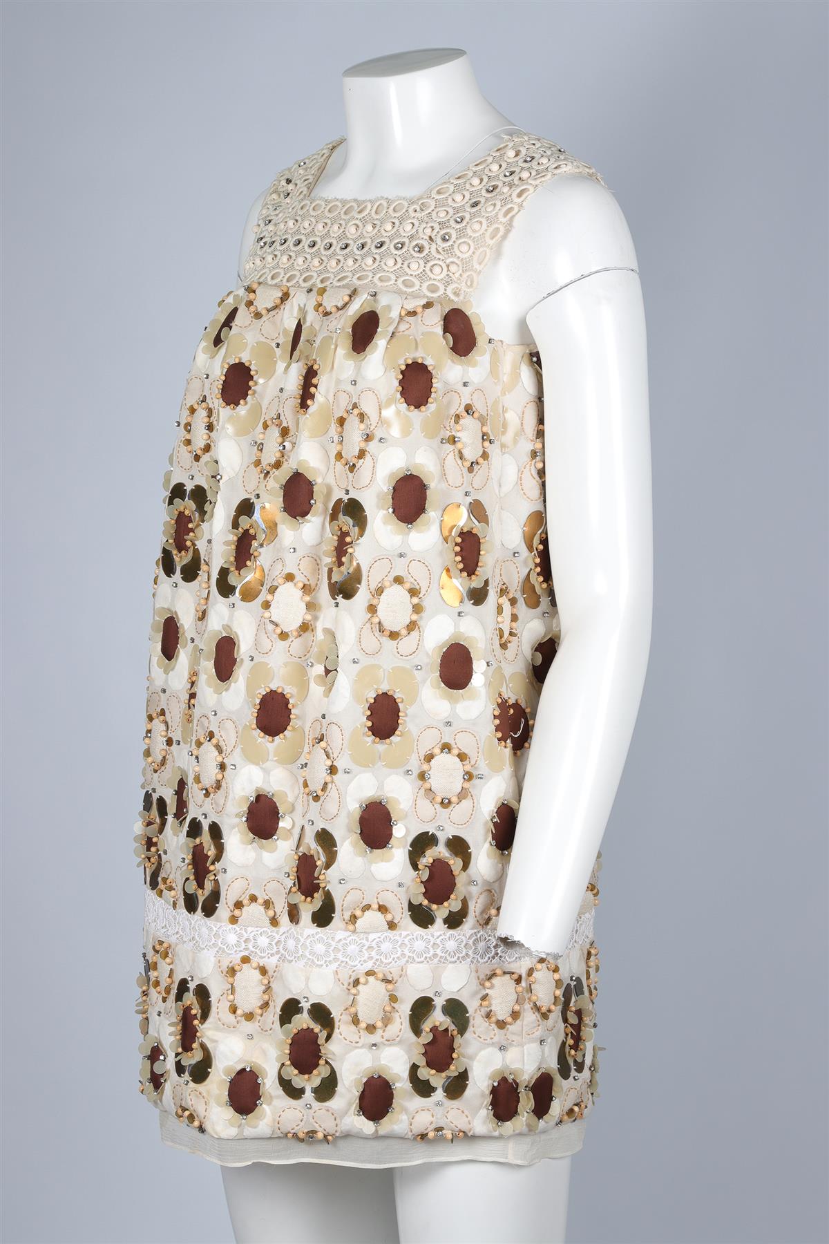 CHLOÉ CREAM 2007 SILK MINI DRESS FR 36 UK 8