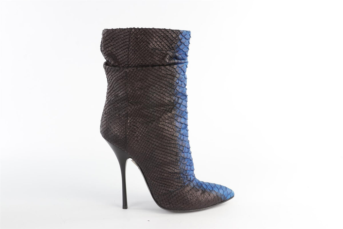 GIUSEPPE ZANOTTI BLUE PYTHON ANKLE BOOTS
