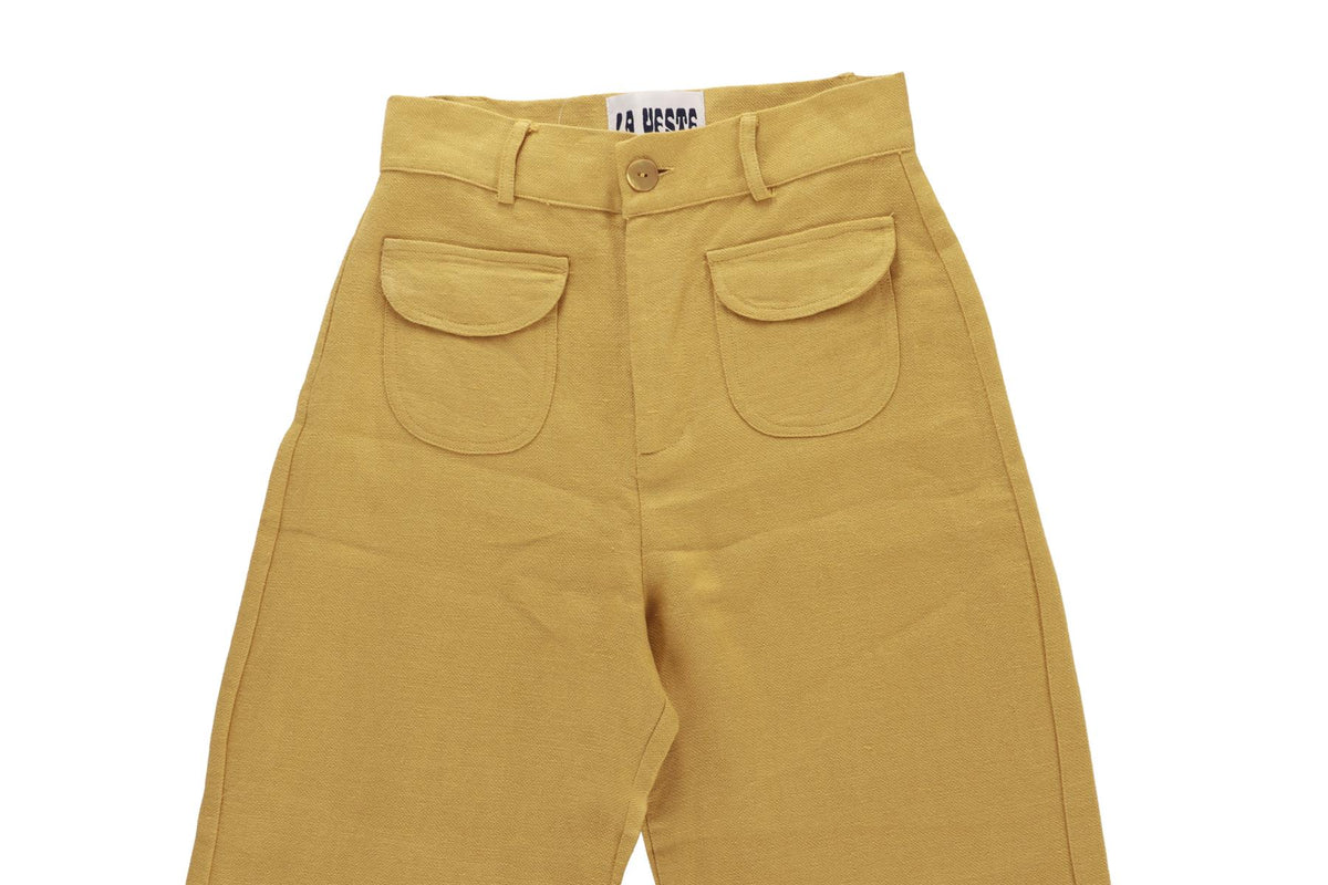 LA VESTE YELLOW COTTON STRAIGHT LEG PANTS SMALL