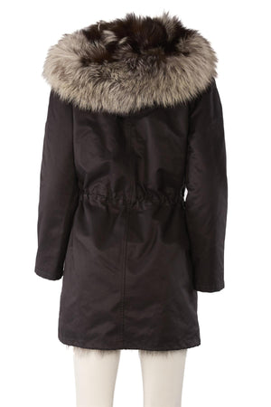 ARMY BY YVES SALOMON BLACK FOX FUR COAT FR 42 UK 14