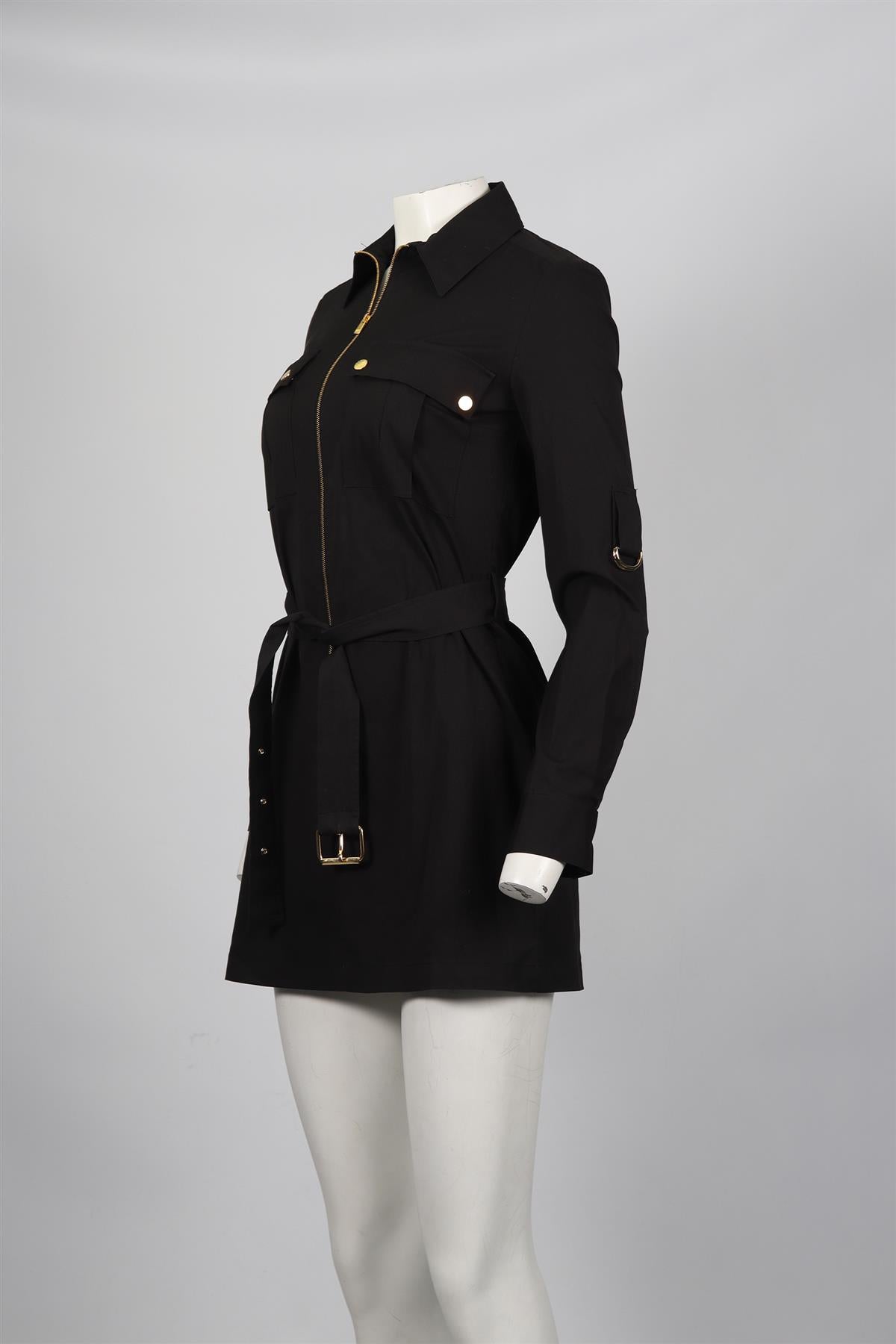 MICHAEL KORS BELTED COTTON MINI DRESS US 2 UK 6