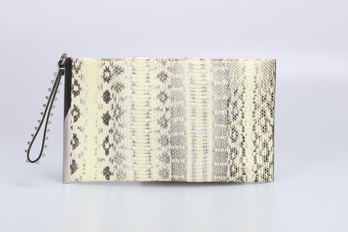 BARBARA BUI PYTHON AND LEATHER CLUTCH