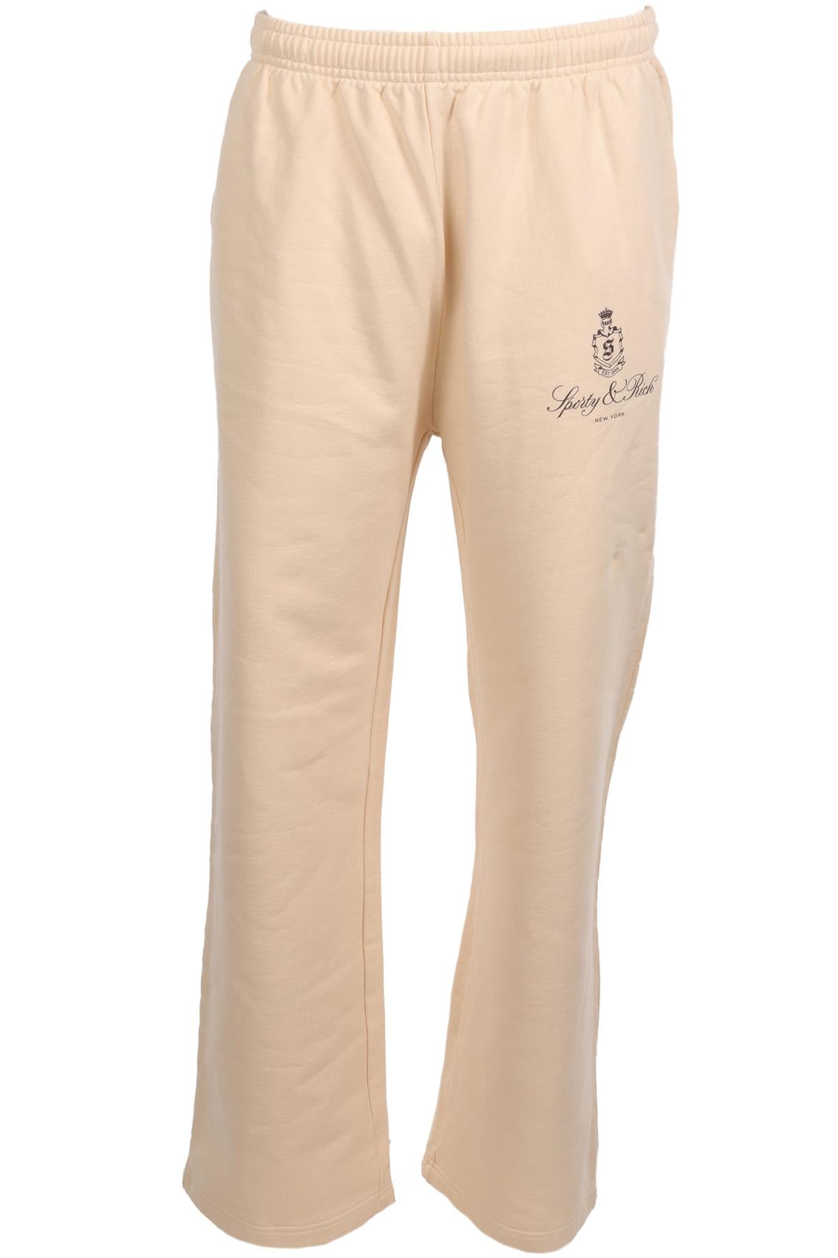 SPORTY & RICH CREAM COTTON TRACK PANTS LARGE