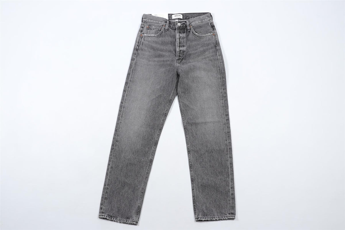 AGOLDE GREY HIGH RISE STRAIGHT LEG JEANS W24 UK 6