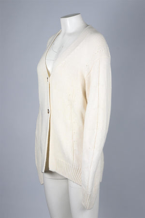 HELMUT LANG IVORY WOOL BLEND CARDIGAN LARGE