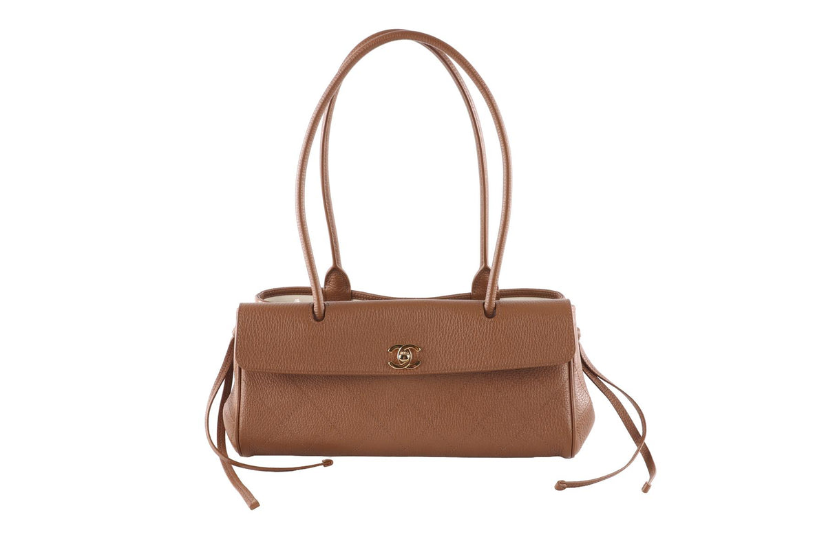 CHANEL BROWN 2026 SMALL SHOPPING BAG QUILTED LEATHER SHOULDER BAG