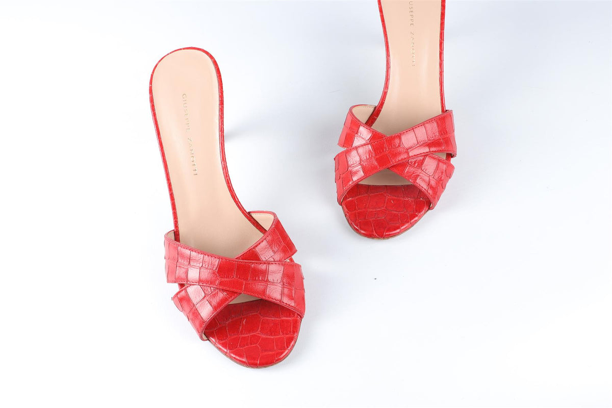 GIUSEPPE ZANOTTI RED LEATHER MULES EU 36 UK 3 US 6