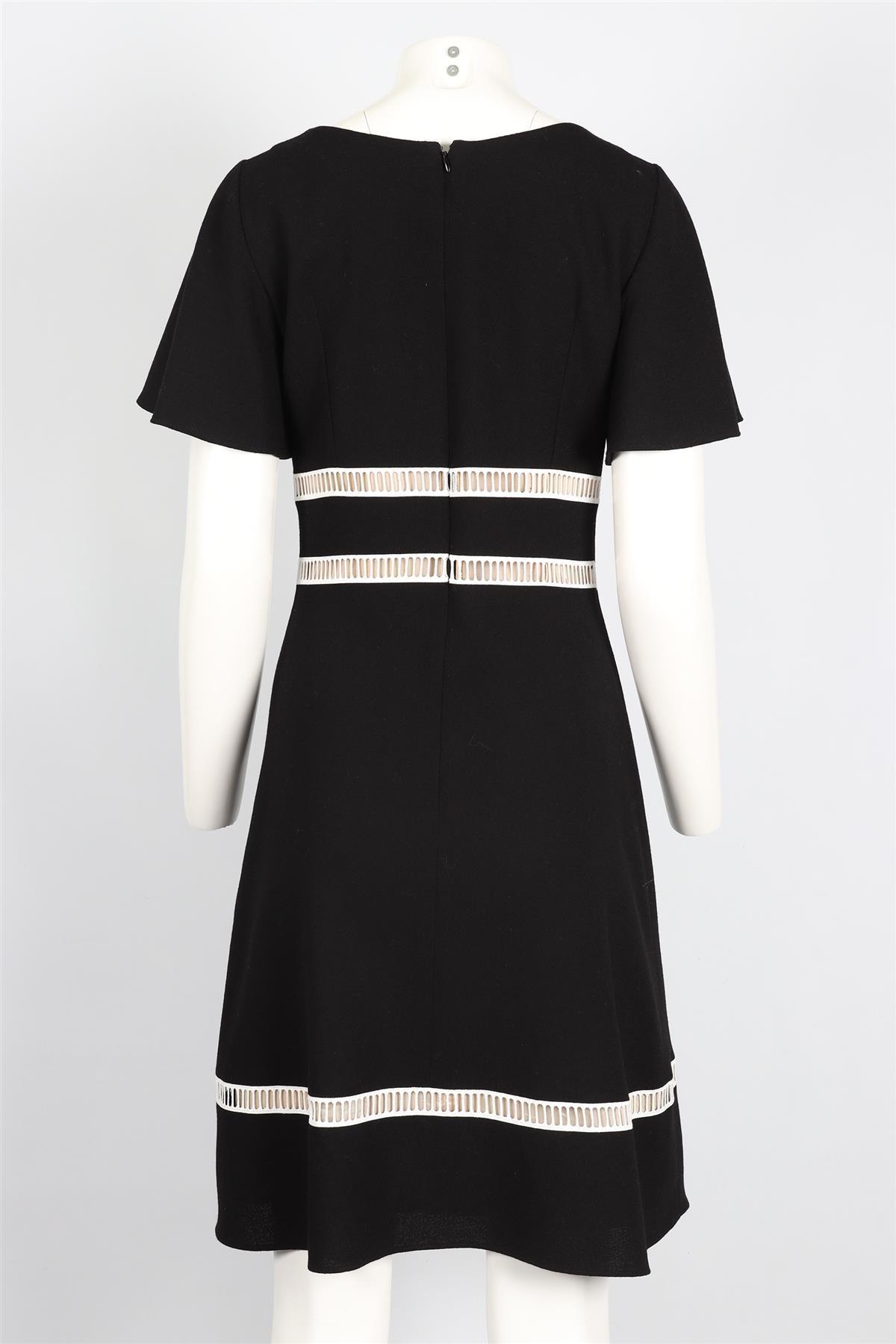 CAROLINA HERRERA BLACK WOOL MIDI DRESS US 4 UK 8