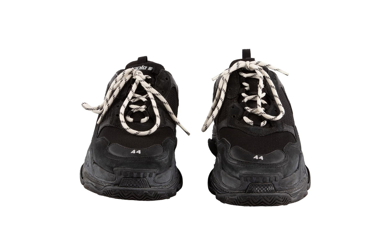 BALENCIAGA BLACK MEN'S TRIPLE S MESH SNEAKERS EU 44