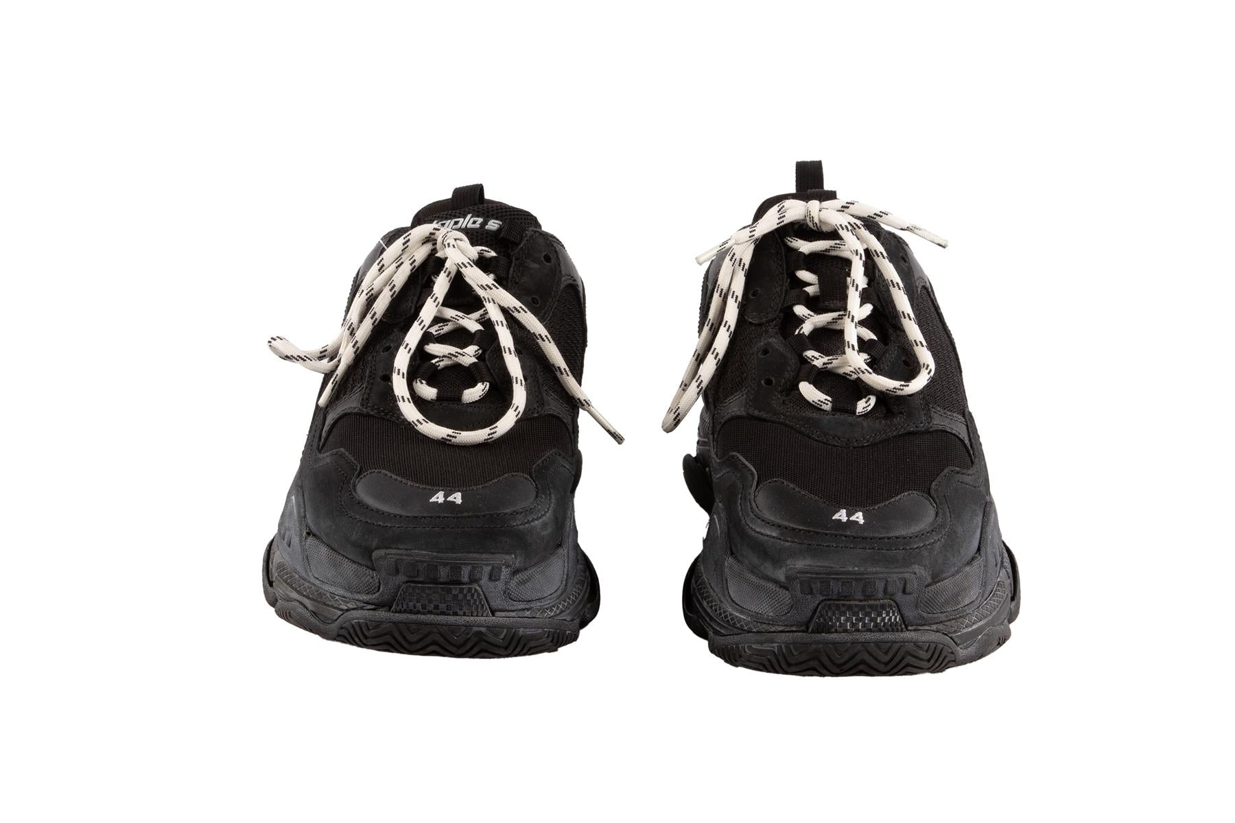 BALENCIAGA BLACK MEN'S TRIPLE S MESH SNEAKERS EU 44