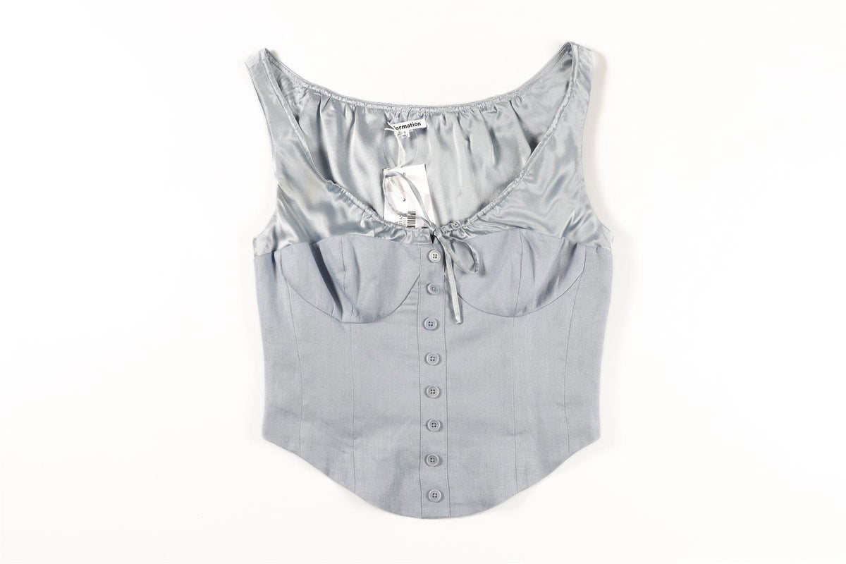 REFORMATION BLUE LINEN TOP US 2 UK 6