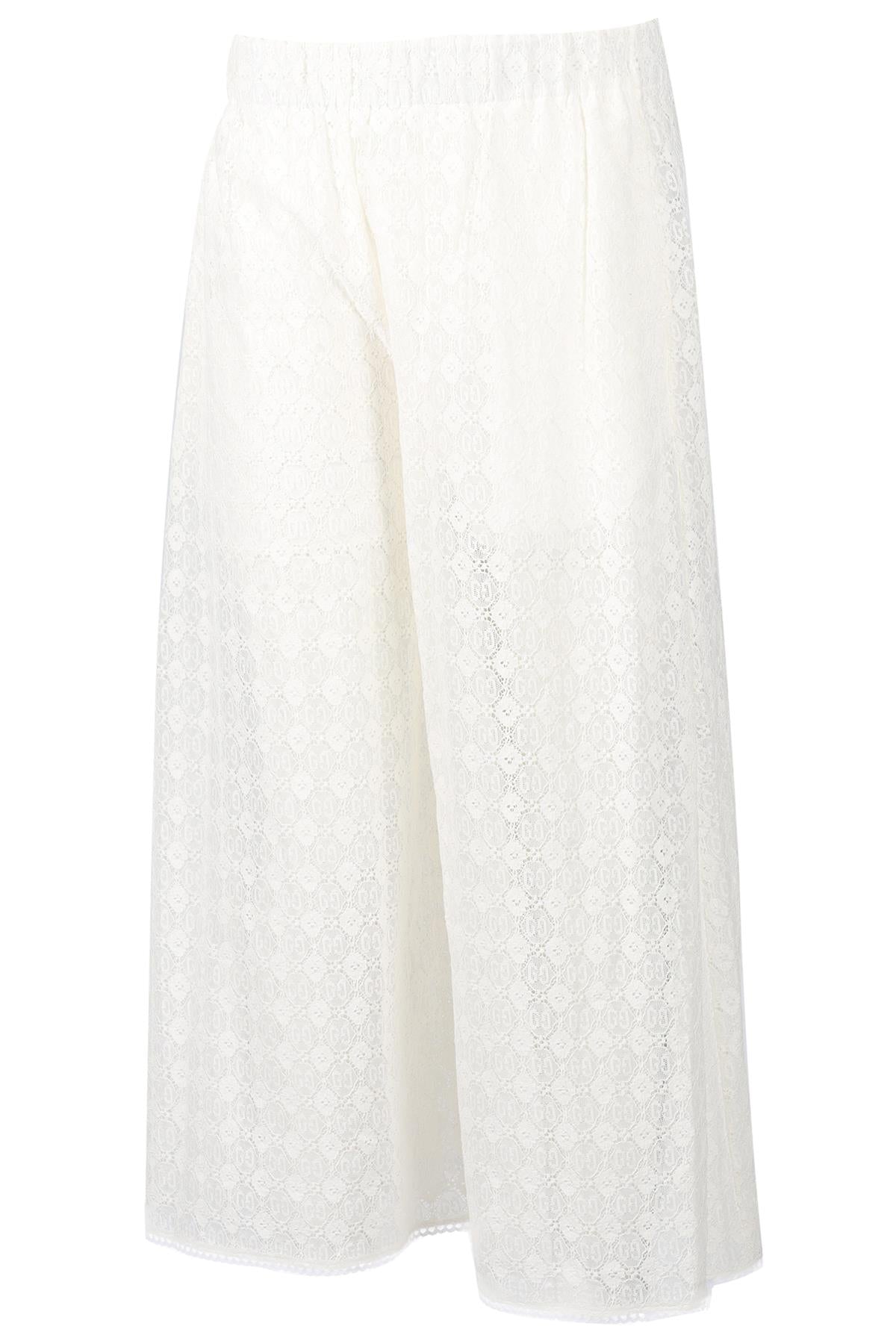 GUCCI WHITE GG LACE WIDE LEG PANTS IT 38 UK 6