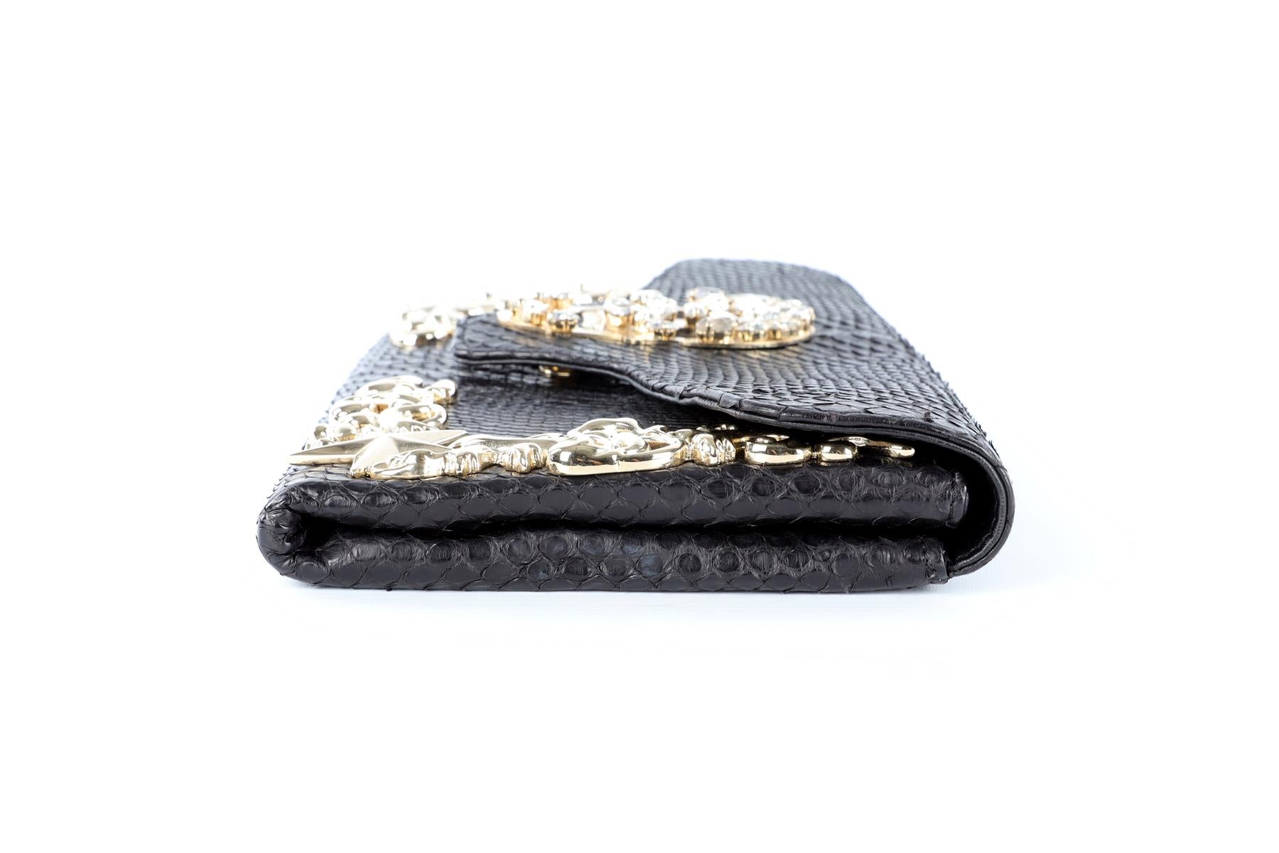 PHILIPP PLEIN BLACK PYTHON CLUTCH