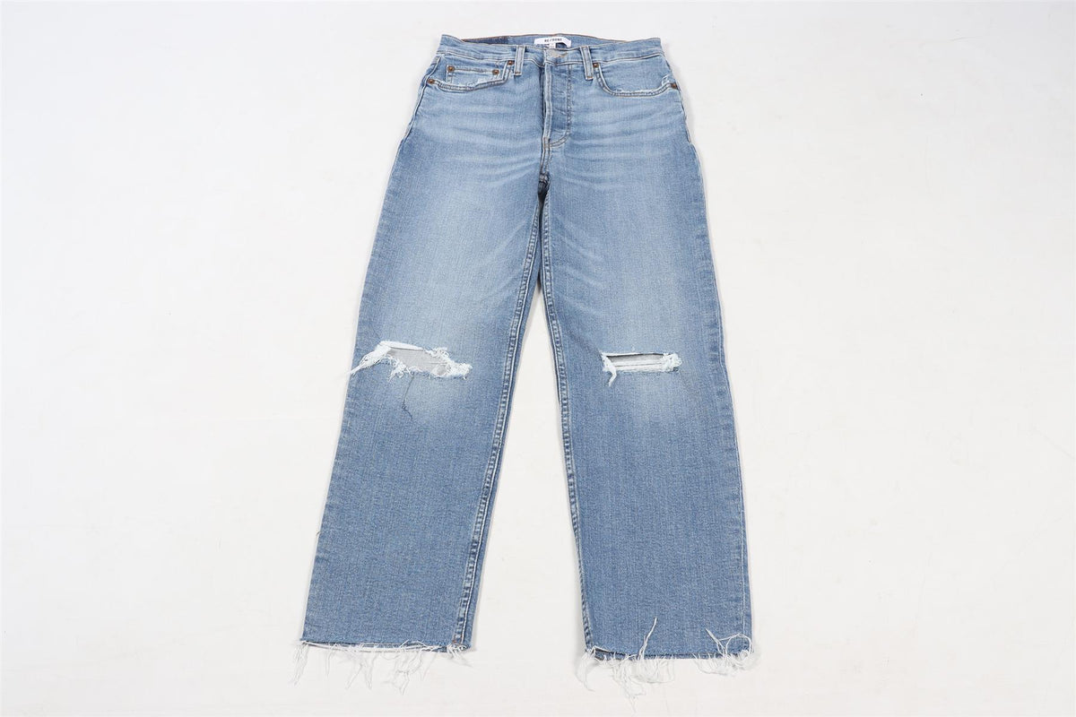 RE/DONE BLUE HIGH RISE STRAIGHT LEG JEANS W27 UK 8-10