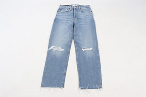 RE/DONE BLUE HIGH RISE STRAIGHT LEG JEANS W27 UK 8-10