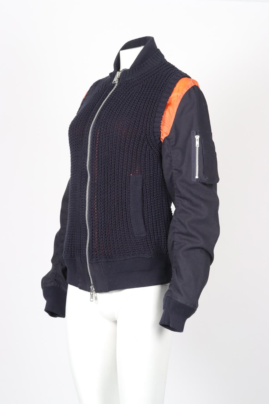 SACAI KNIT AND CANVAS BOMBER JACKET UK 8