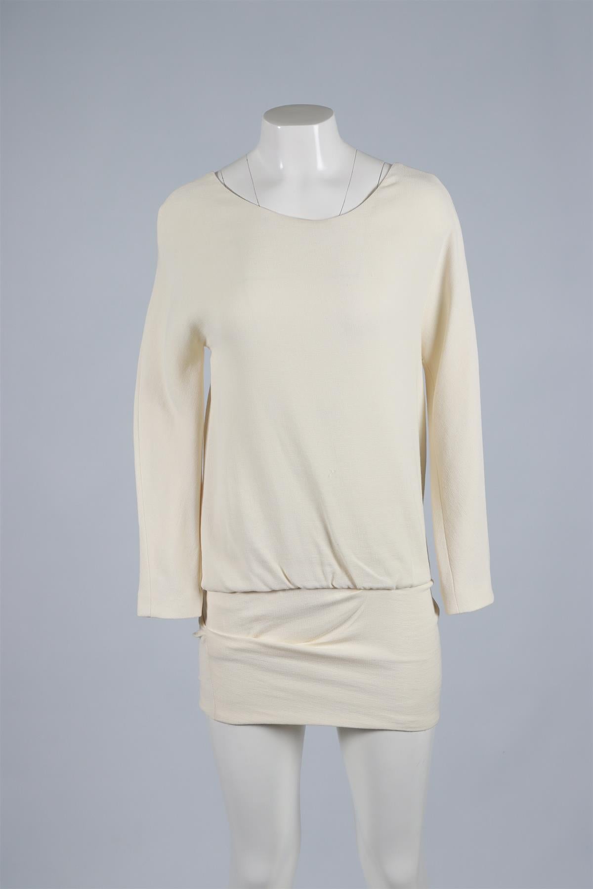 JAY AHR CREAM WOOL BLEND MINI DRESS X-SMALL
