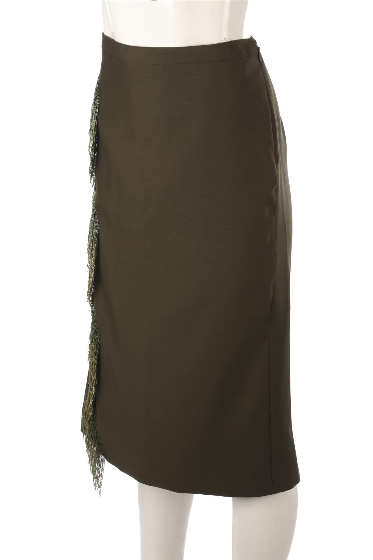 GUCCI GREEN WOOL MIDI SKIRT IT 42 UK 10