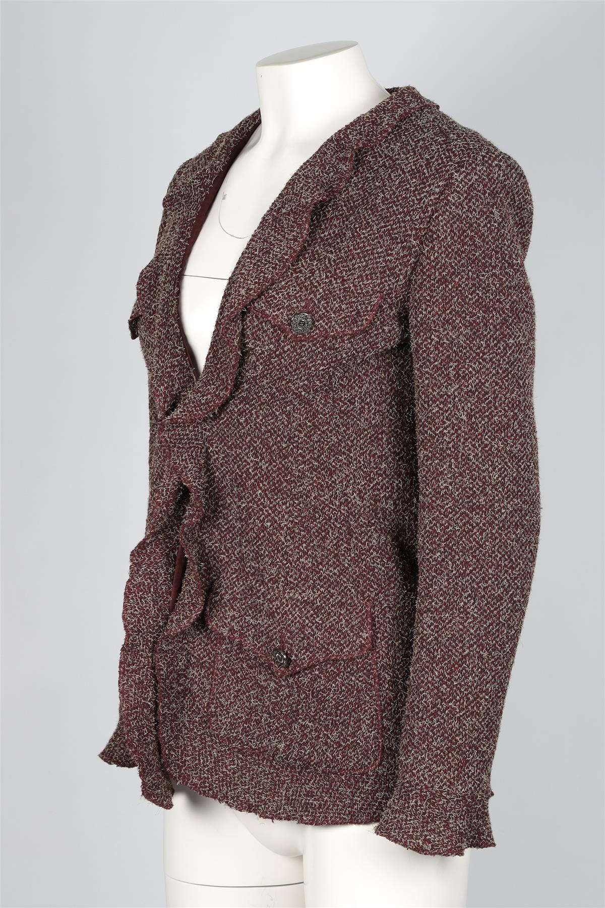 CHANEL BURGUNDY 1997 WOOL BLAZER FR 38 UK 10